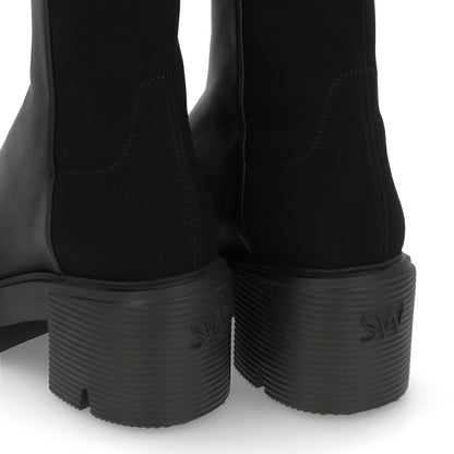 スチュアートワイツマン STUART WEITZMAN シューズ ブーツ レディース 5050 SOHO BOOTIE ブラック レザー 合成繊維 厚底ブーツ 無地 シンプル ロゴ ショートブーツ SC722