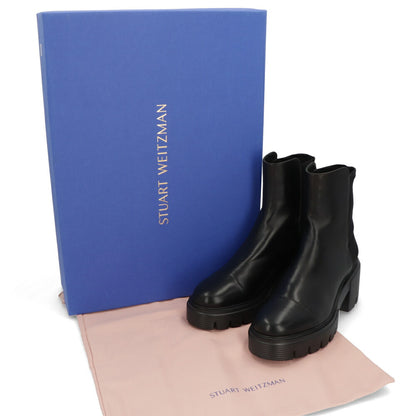 スチュアートワイツマン STUART WEITZMAN シューズ ブーツ レディース 5050 SOHO BOOTIE ブラック レザー 合成繊維 厚底ブーツ 無地 シンプル ロゴ ショートブーツ SC722