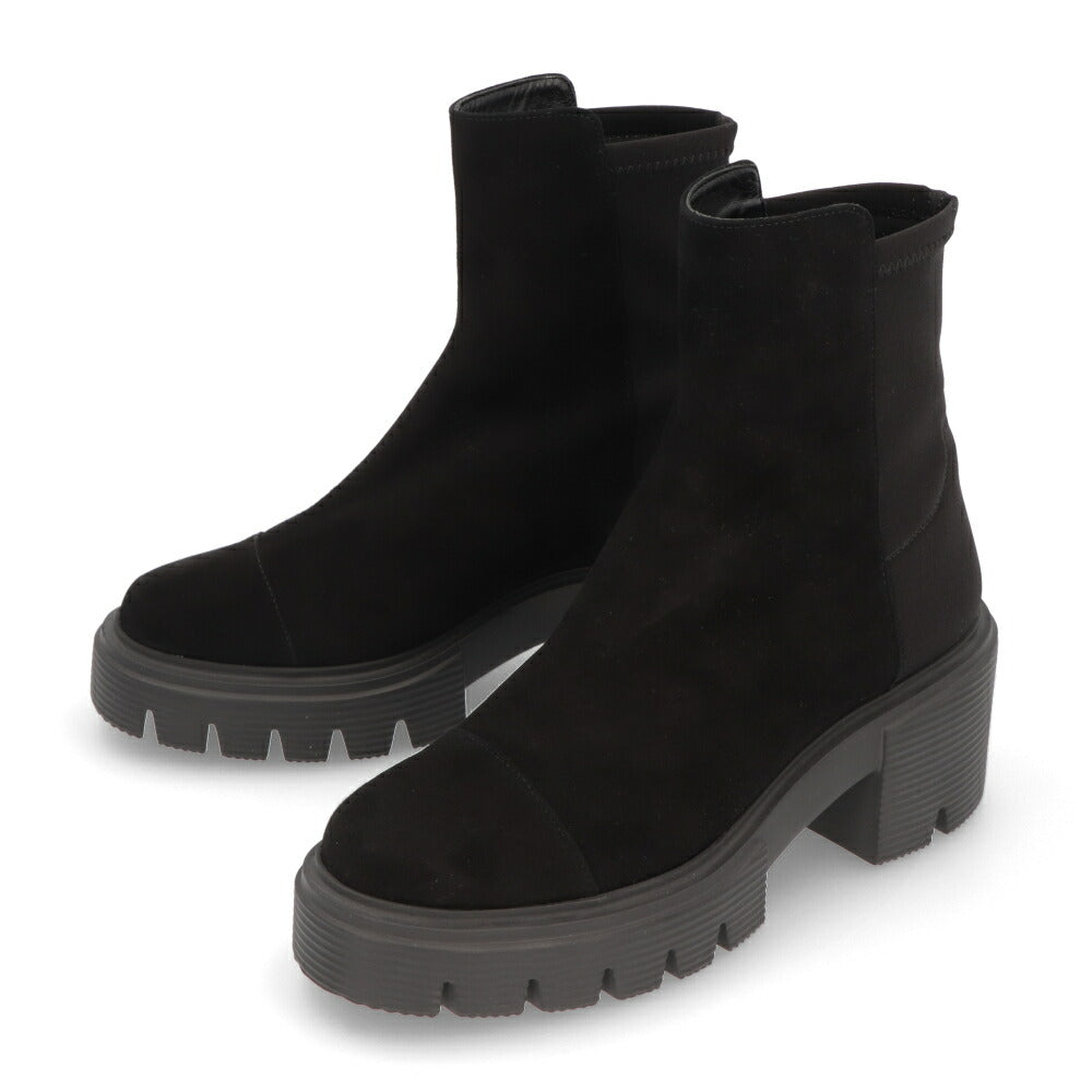 スチュアートワイツマン STUART WEITZMAN シューズ ブーツ レディース 5050 SOHO BOOTIE ブラック レザー 合成繊維 厚底ブーツ 無地 シンプル ロゴ ショートブーツ SC723