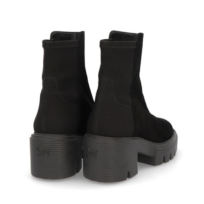 スチュアートワイツマン STUART WEITZMAN シューズ ブーツ レディース 5050 SOHO BOOTIE ブラック レザー 合成繊維 厚底ブーツ 無地 シンプル ロゴ ショートブーツ SC723
