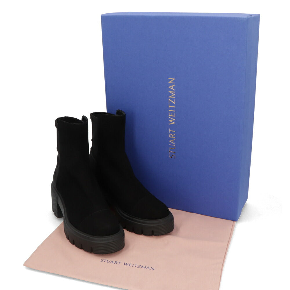 スチュアートワイツマン STUART WEITZMAN シューズ ブーツ レディース 5050 SOHO BOOTIE ブラック レザー 合成繊維 厚底ブーツ 無地 シンプル ロゴ ショートブーツ SC723