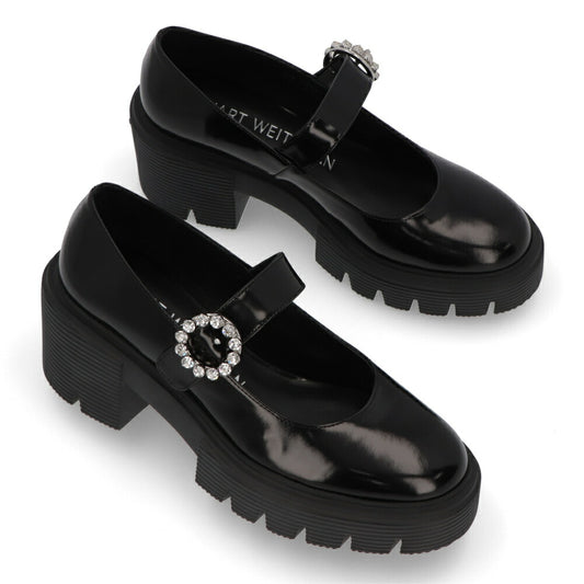 スチュアートワイツマン STUART WEITZMAN シューズ レザーシューズ レディース SOHO GEM MARY JANE ブラック パテントレザー 厚底ローファー 無地 シンプル ロゴ ビジュー付き ローファー SG814