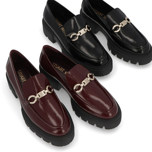 スチュアートワイツマン STUART WEITZMAN シューズ レザーシューズ レディース NOLITA SW SGNATRE LF ブラック ボルドー パテントレザー 厚底ローファー 無地 シンプル ロゴ  ローファー SG816
