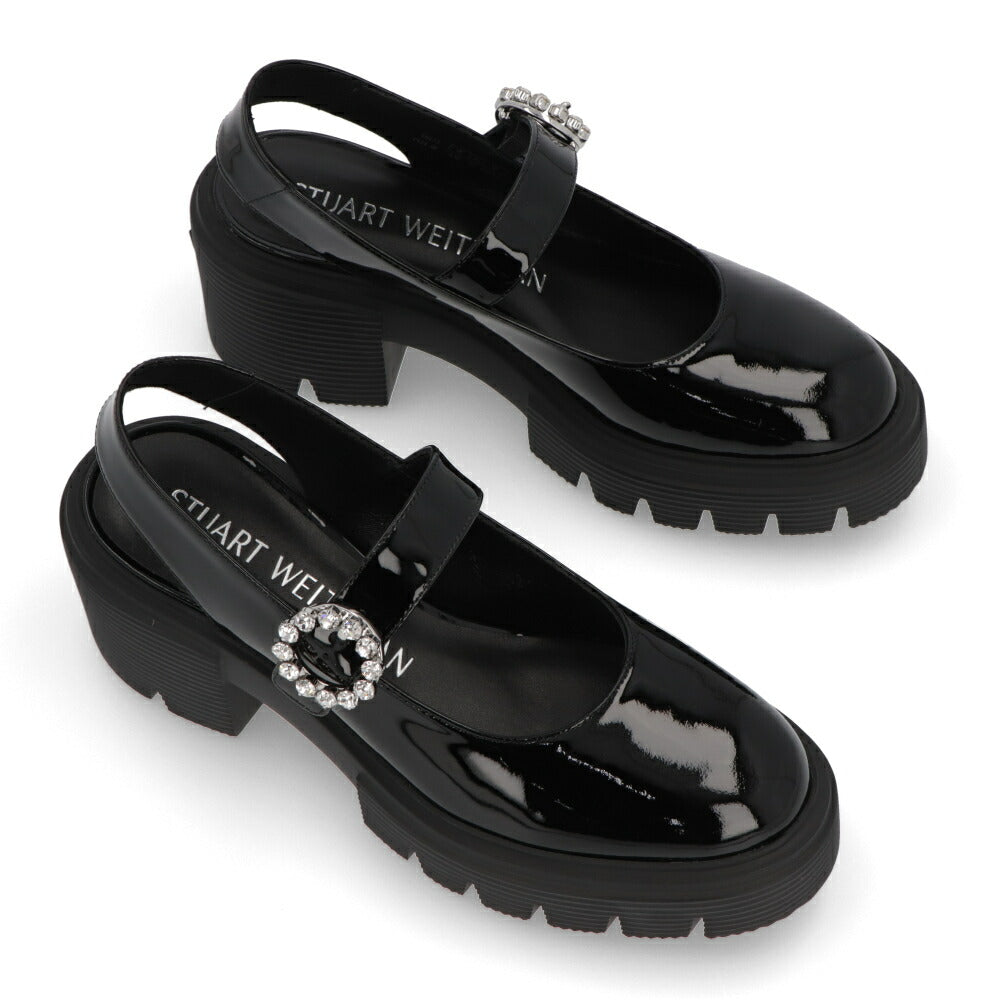 スチュアートワイツマン STUART WEITZMAN シューズ パンプス レディース SOHO GEM MRYJNE SLG ブラック パテントレザー 厚底 メリージェーン スリングバック ロゴ ヒールあり SH273