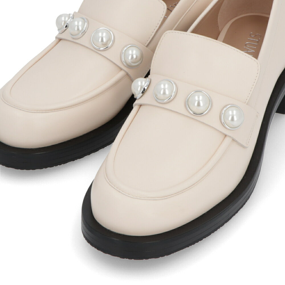 スチュアートワイツマン STUART WEITZMAN シューズ レザーシューズ レディース PORTIA BOLD LOAFER ベージュ レザー レザーシューズ パール付き 厚底 ローファー SH284