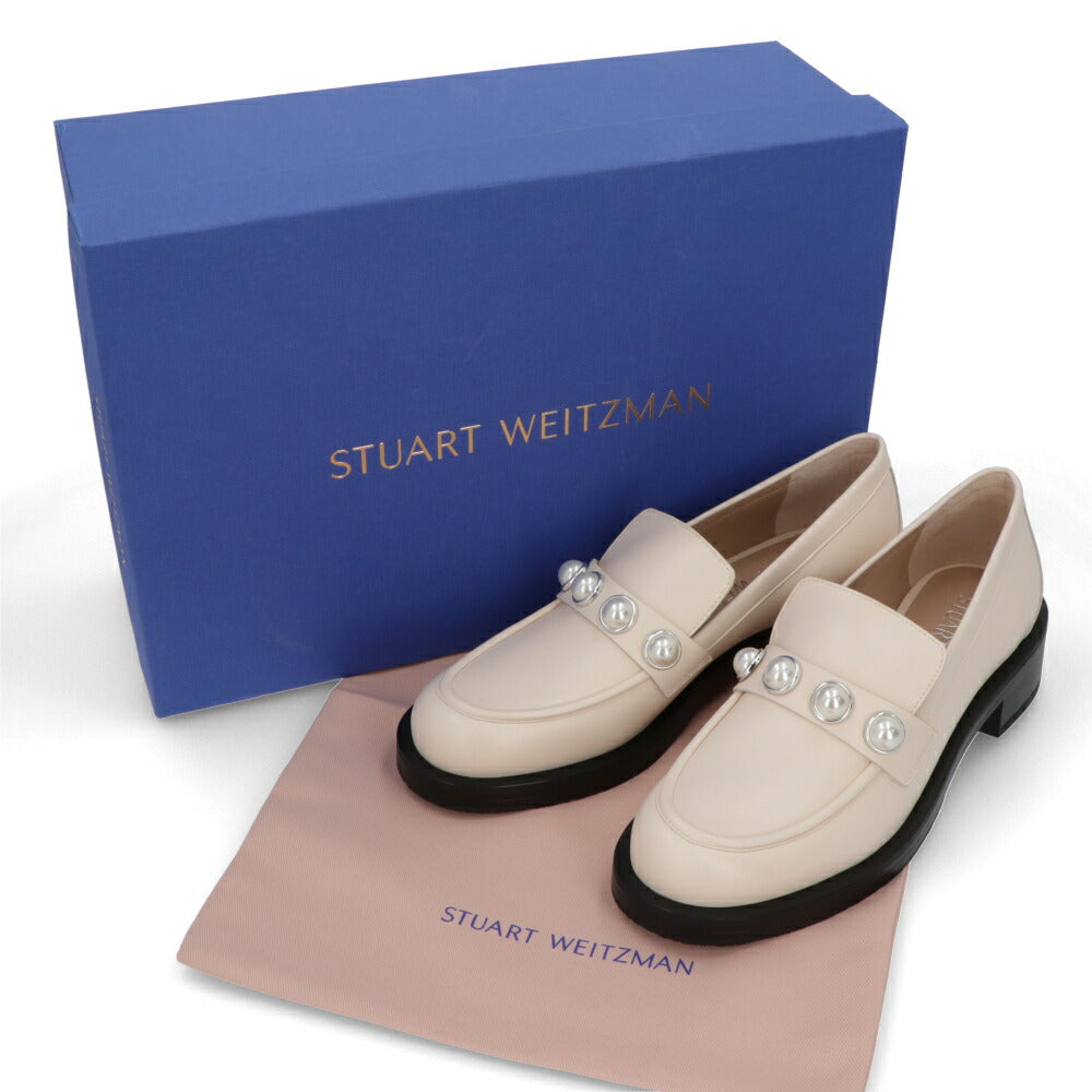 スチュアートワイツマン STUART WEITZMAN シューズ レザーシューズ レディース PORTIA BOLD LOAFER ベージュ レザー レザーシューズ パール付き 厚底 ローファー SH284