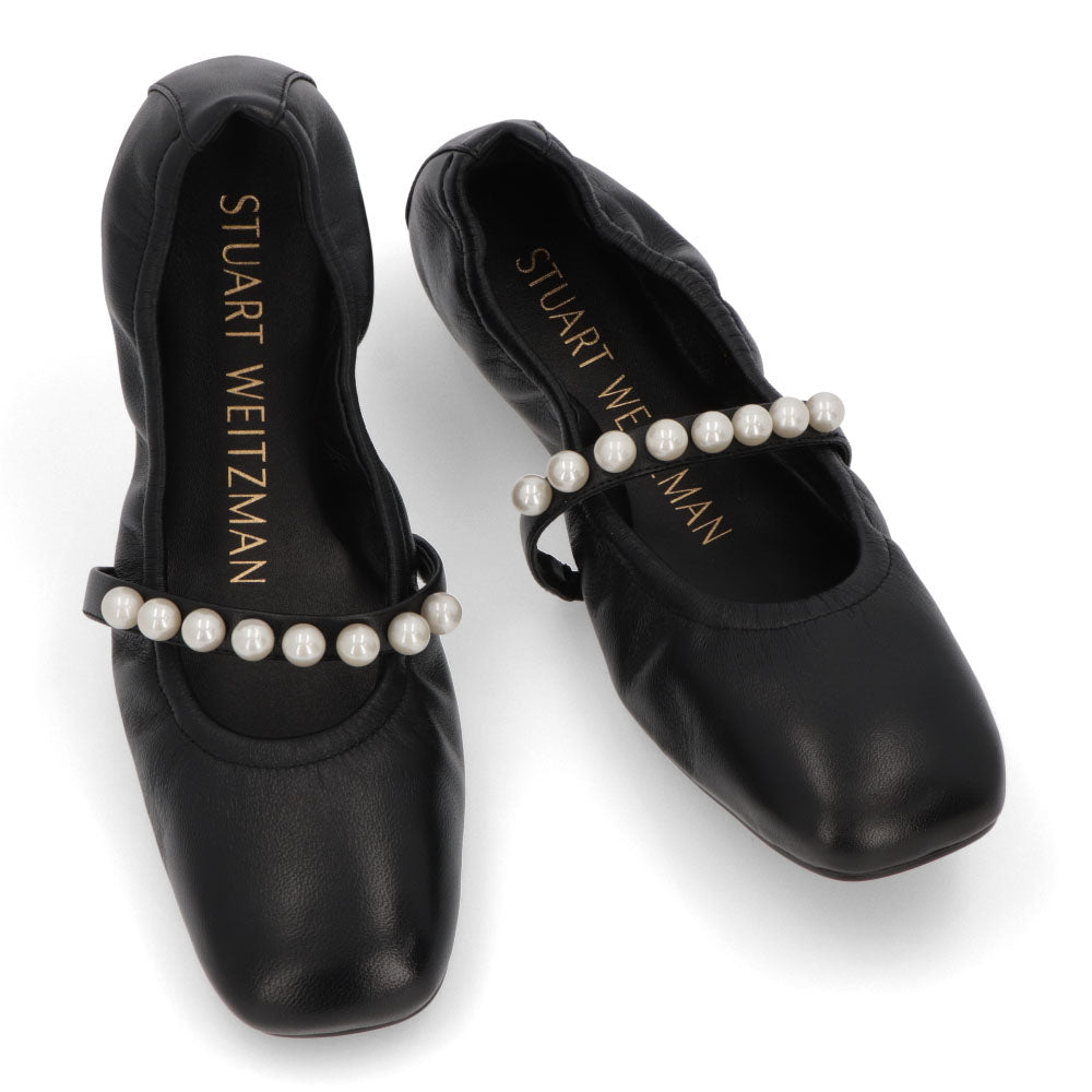 スチュアートワイツマン STUART WEITZMAN シューズ パンプス レディース GOLDIE BALLET FLAT ブラック レザー バレエシューズ レザーシューズ パール付き フラットシューズ ヒールなし SF896