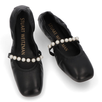 スチュアートワイツマン STUART WEITZMAN シューズ パンプス レディース GOLDIE BALLET FLAT ブラック レザー バレエシューズ レザーシューズ パール付き フラットシューズ ヒールなし SF896