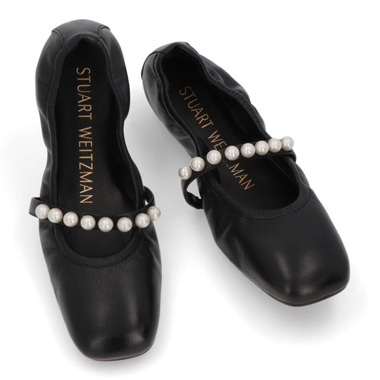 スチュアートワイツマン STUART WEITZMAN シューズ パンプス レディース GOLDIE BALLET FLAT ブラック レザー バレエシューズ レザーシューズ パール付き フラットシューズ ヒールなし SF896