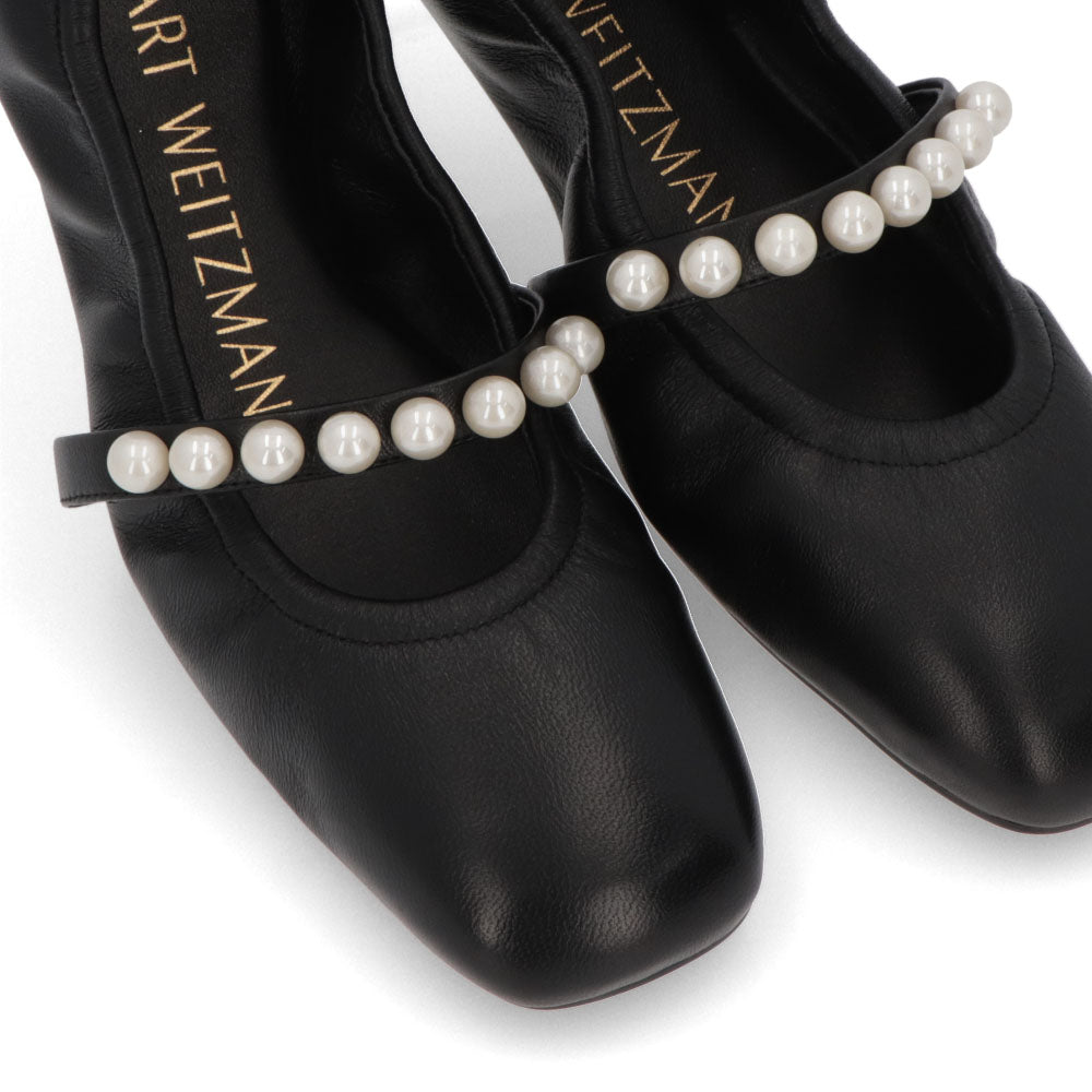 スチュアートワイツマン STUART WEITZMAN シューズ パンプス レディース GOLDIE BALLET FLAT ブラック レザー バレエシューズ レザーシューズ パール付き フラットシューズ ヒールなし SF896