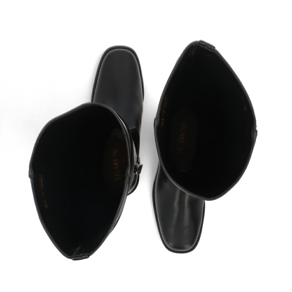 スチュアートワイツマン STUART WEITZMAN シューズ ブーツ レディース SW BUCKLE BOOT ブラック レザー ロゴ バックル ゴールド金具 フラットシューズ ロングブーツ SC716