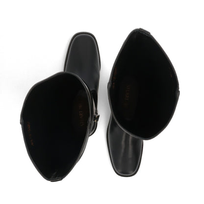 スチュアートワイツマン STUART WEITZMAN シューズ ブーツ レディース SW BUCKLE BOOT ブラック レザー ロゴ バックル ゴールド金具 フラットシューズ ロングブーツ SC716