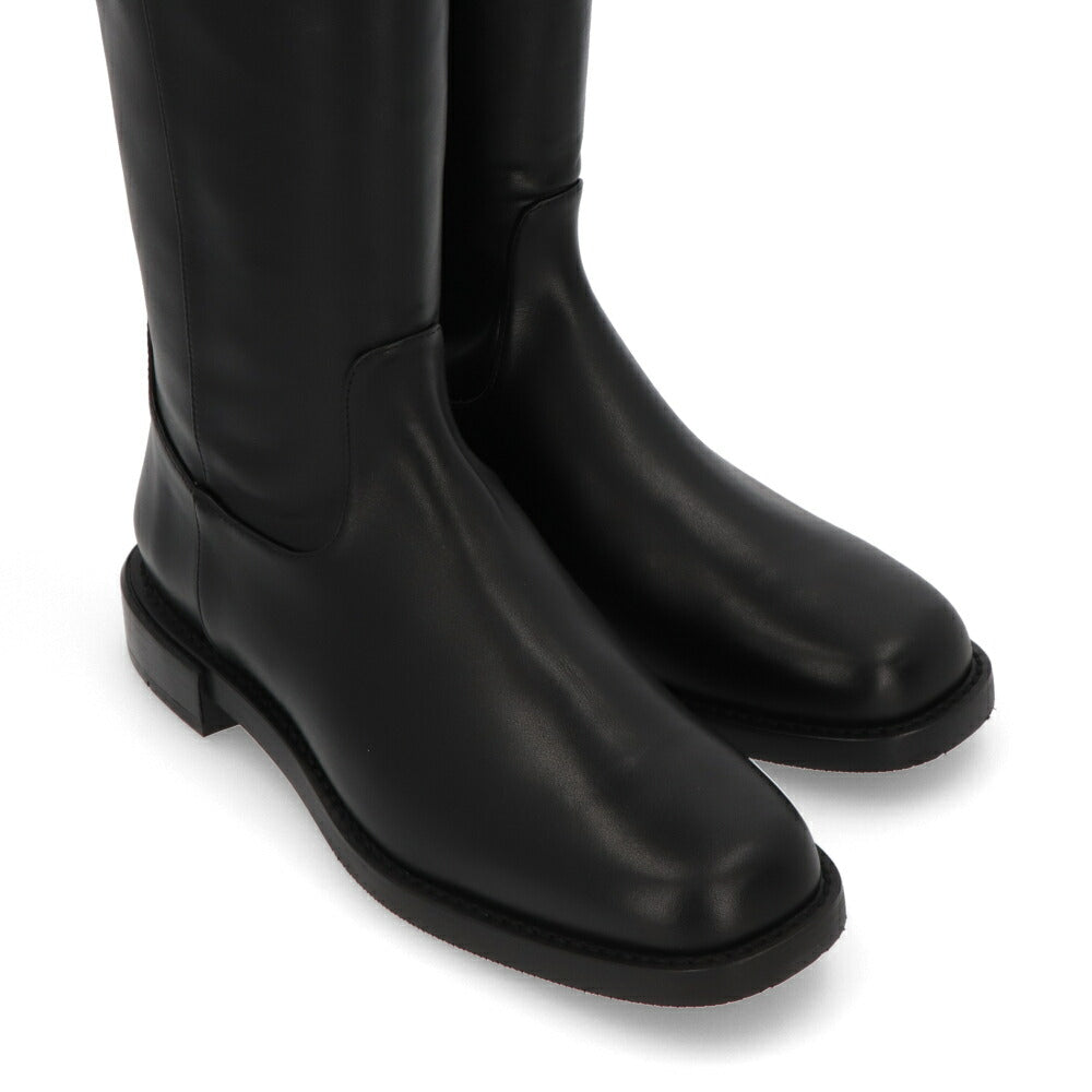 スチュアートワイツマン STUART WEITZMAN シューズ ブーツ レディース SW BUCKLE BOOT ブラック レザー ロゴ バックル ゴールド金具 フラットシューズ ロングブーツ SC716