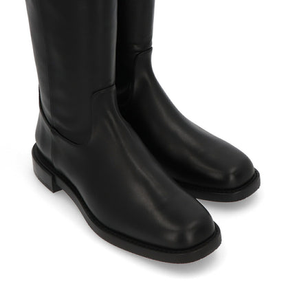スチュアートワイツマン STUART WEITZMAN シューズ ブーツ レディース SW BUCKLE BOOT ブラック レザー ロゴ バックル ゴールド金具 フラットシューズ ロングブーツ SC716