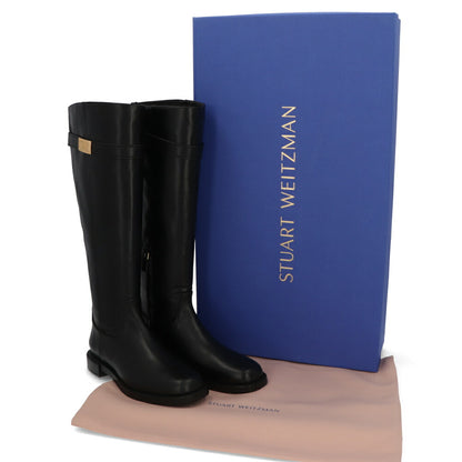 スチュアートワイツマン STUART WEITZMAN シューズ ブーツ レディース SW BUCKLE BOOT ブラック レザー ロゴ バックル ゴールド金具 フラットシューズ ロングブーツ SC716
