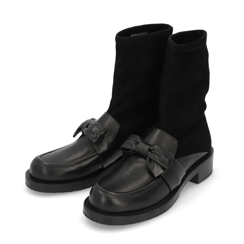 スチュアートワイツマン STUART WEITZMAN シューズ ブーツ レディース SOFIA BOLD LOAFER BT ブラック レザー リボン レザーシューズ ヒール ショートブーツ SH075