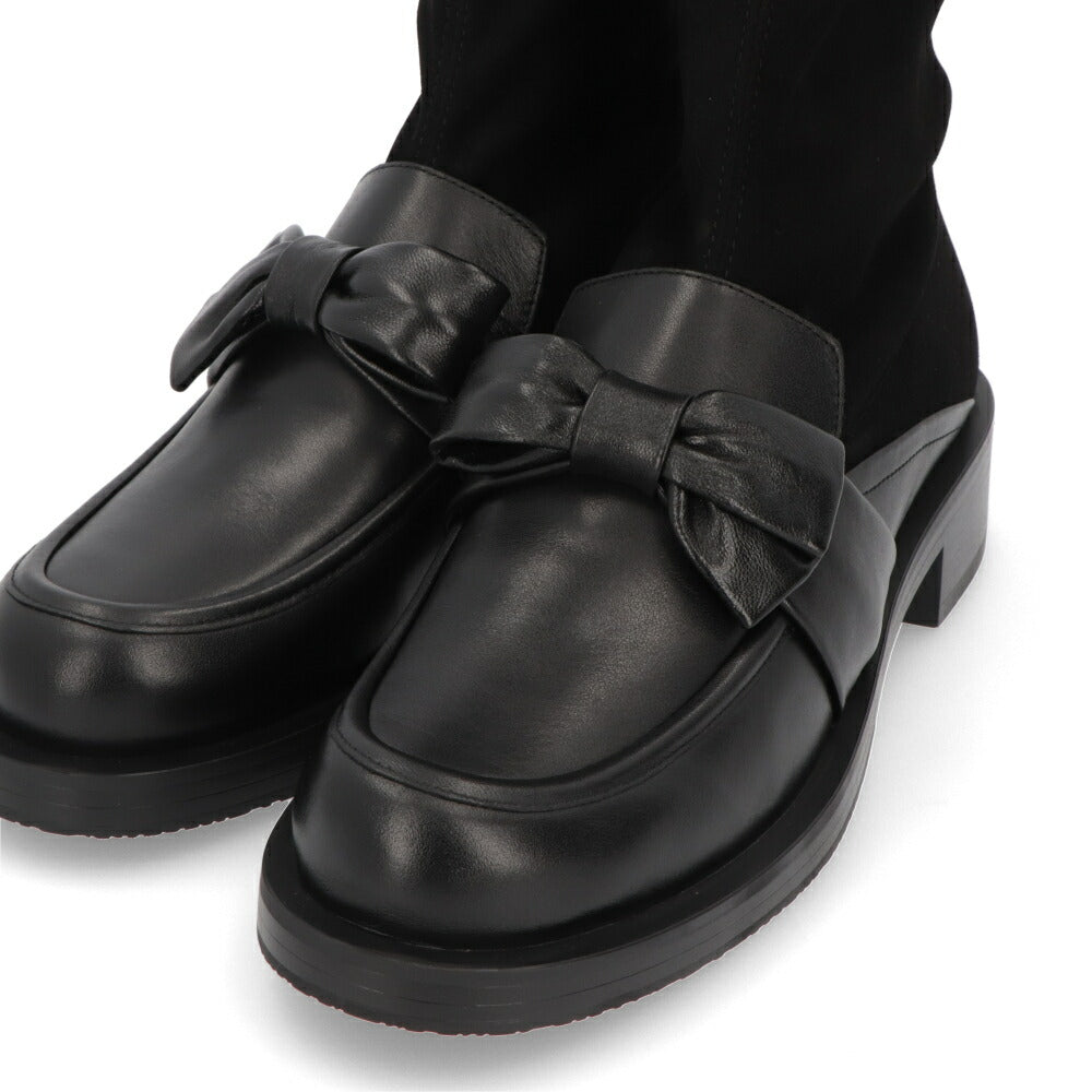 スチュアートワイツマン STUART WEITZMAN シューズ ブーツ レディース SOFIA BOLD LOAFER BT ブラック レザー リボン レザーシューズ ヒール ショートブーツ SH075