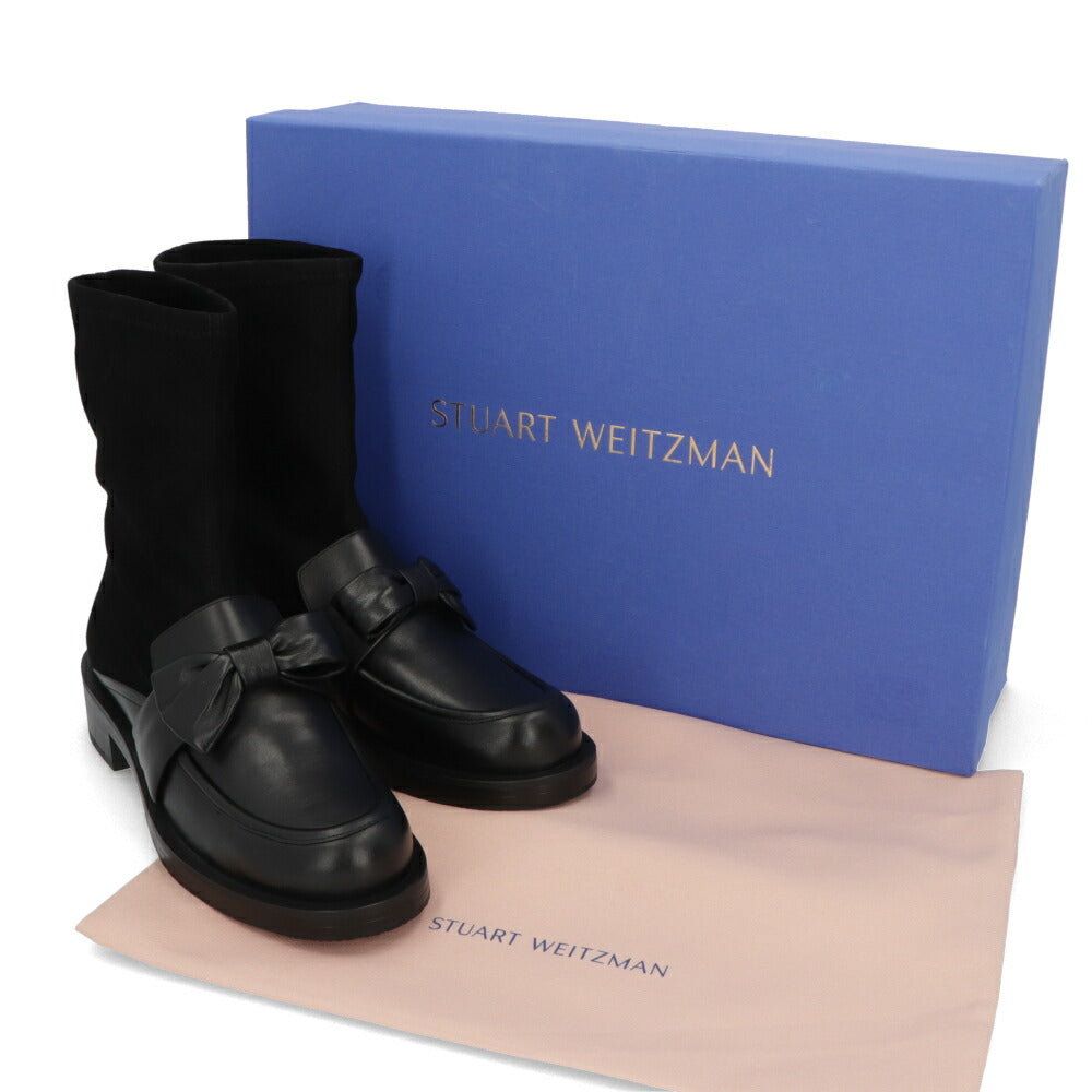 スチュアートワイツマン STUART WEITZMAN シューズ ブーツ レディース SOFIA BOLD LOAFER BT ブラック レザー リボン レザーシューズ ヒール ショートブーツ SH075