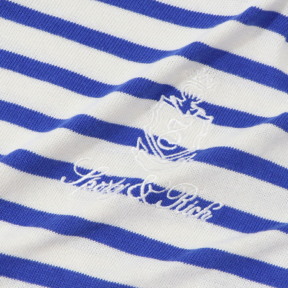 Sporty＆Rich ロンT ボーダー ロゴ 刺繍 ミドル丈