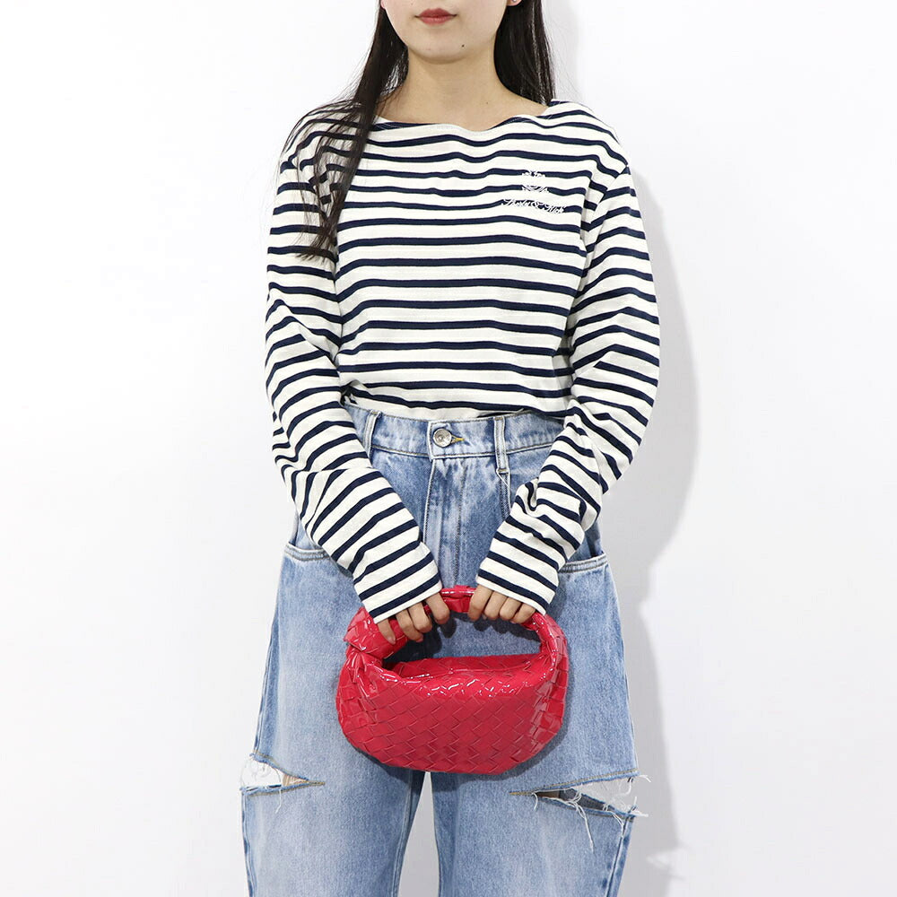Sporty＆Rich ロンT ボーダー ロゴ 刺繍 ミドル丈