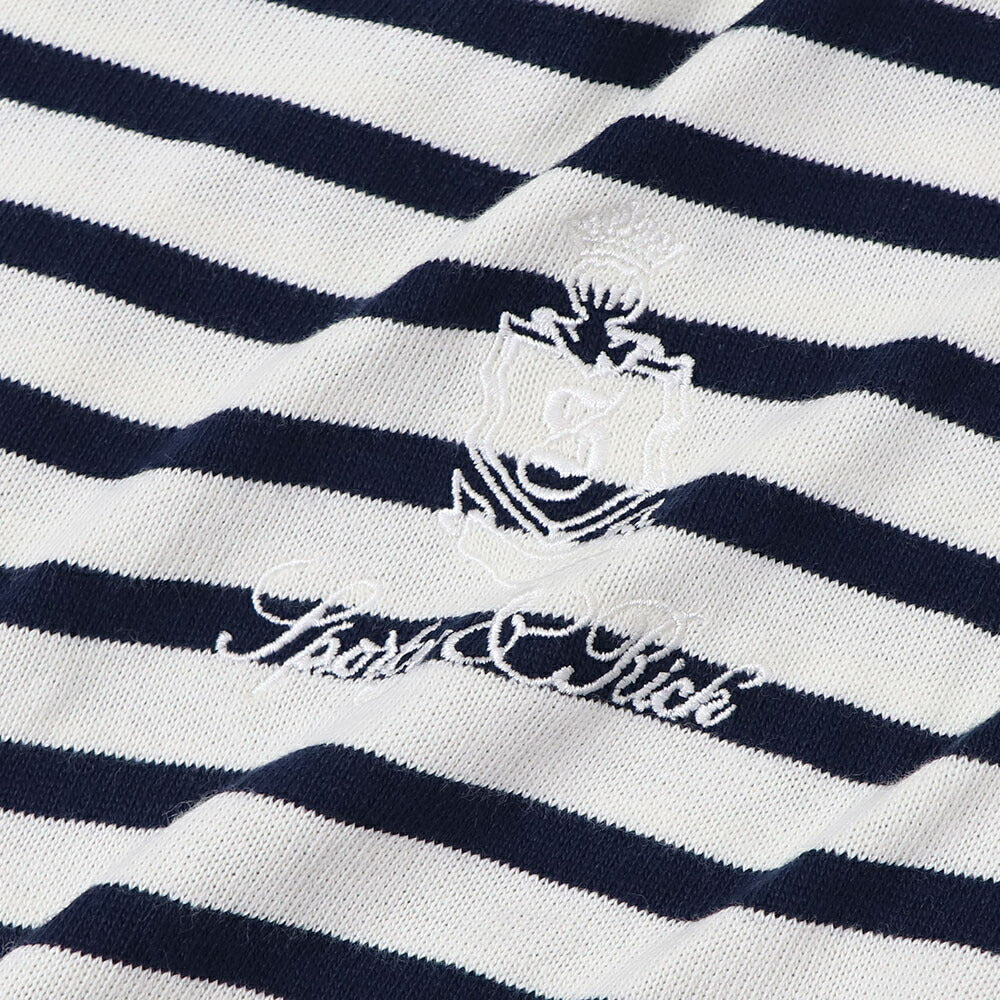 Sporty＆Rich ロンT ボーダー ロゴ 刺繍 ミドル丈