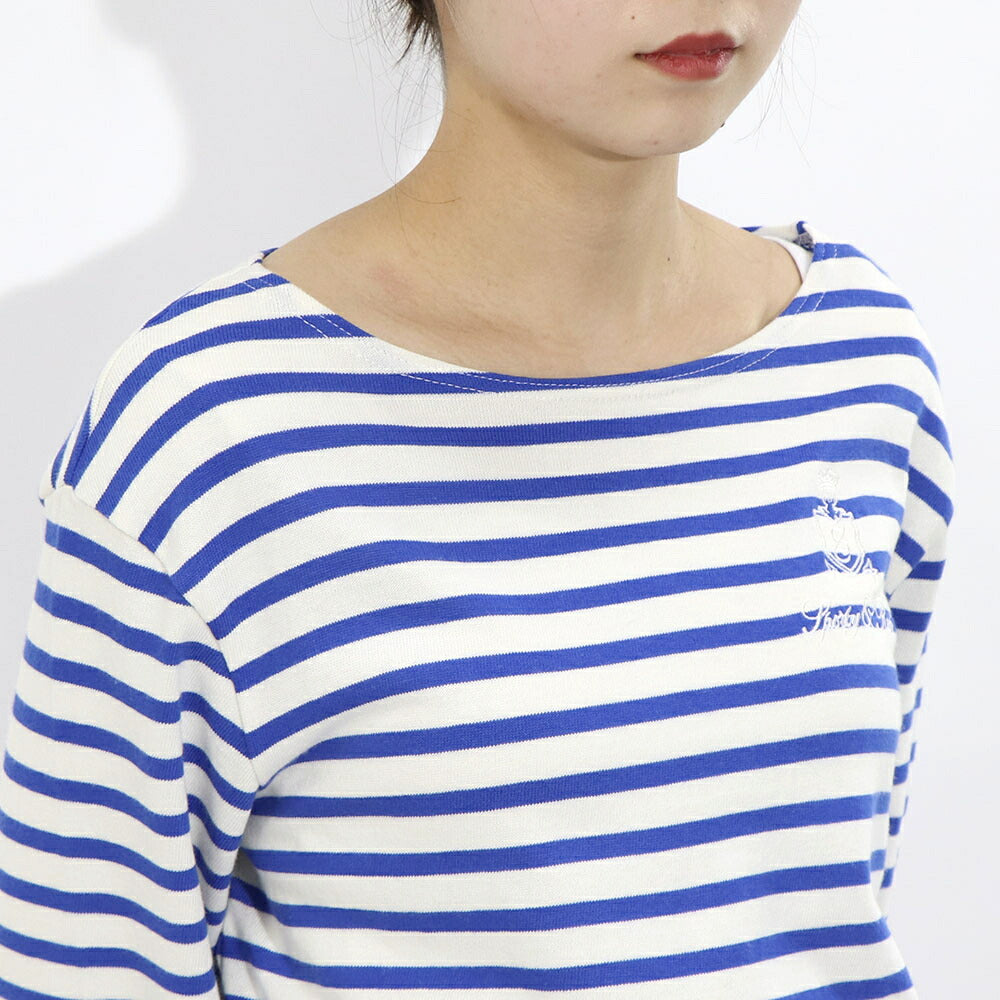 Sporty＆Rich ロンT ボーダー ロゴ 刺繍 ミドル丈