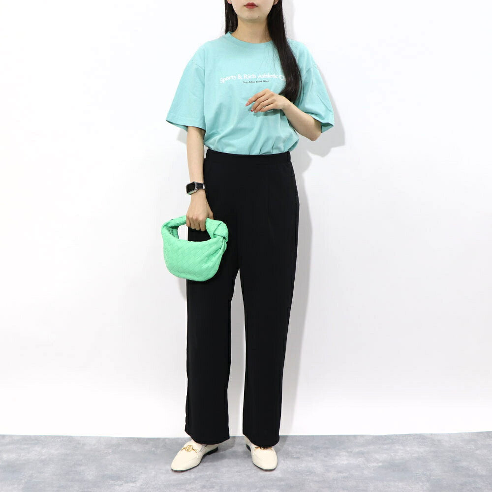 Sporty＆Rich Tシャツ ロゴプリント 半袖 ライトブルー