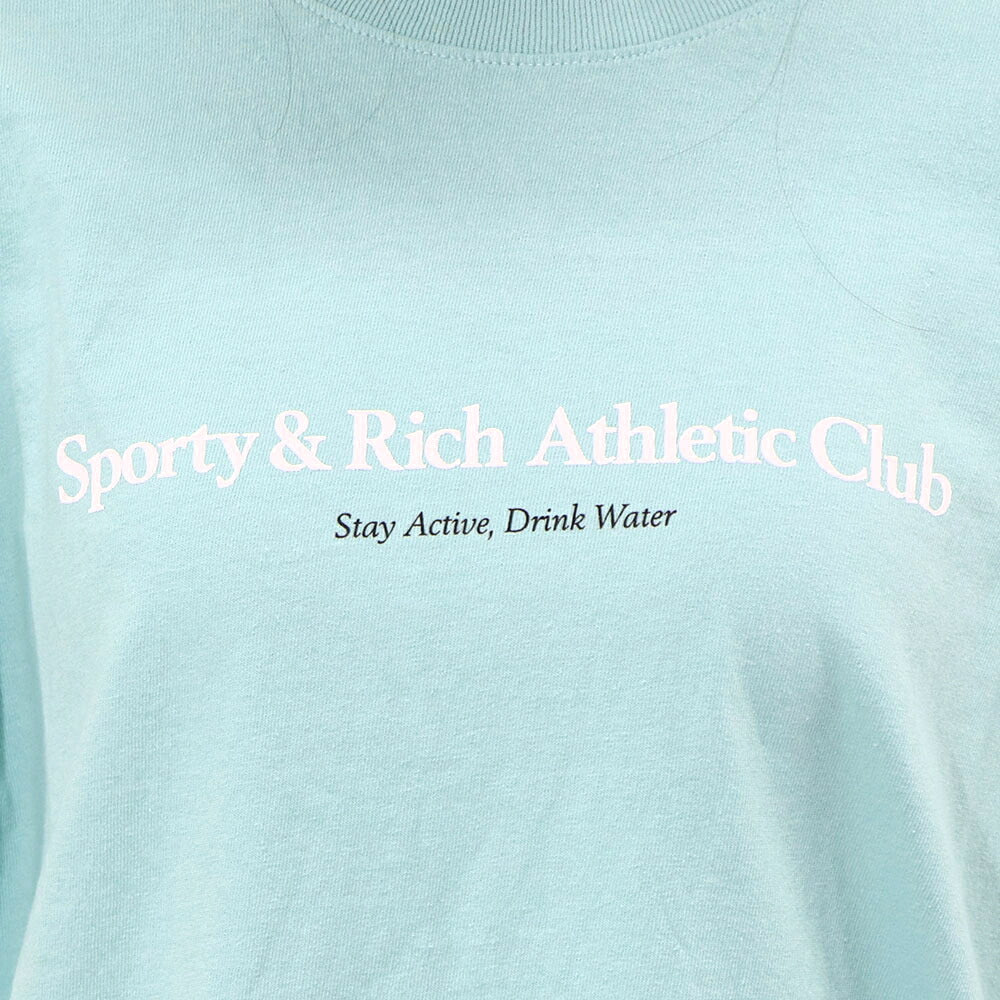 Sporty＆Rich Tシャツ ロゴプリント 半袖 ライトブルー