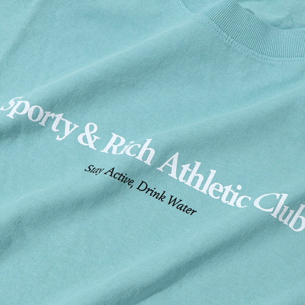 Sporty＆Rich Tシャツ ロゴプリント 半袖 ライトブルー