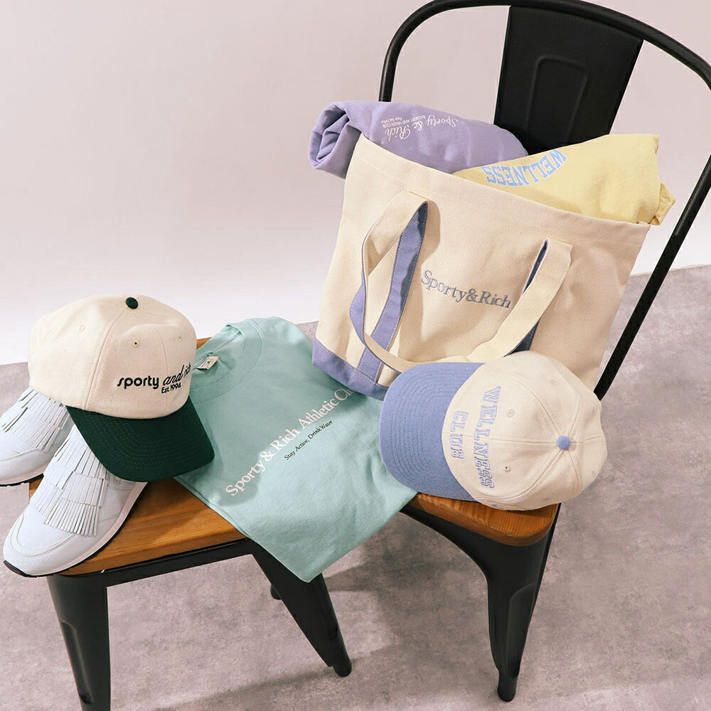Sporty＆Rich Tシャツ ロゴプリント 半袖 ライトブルー