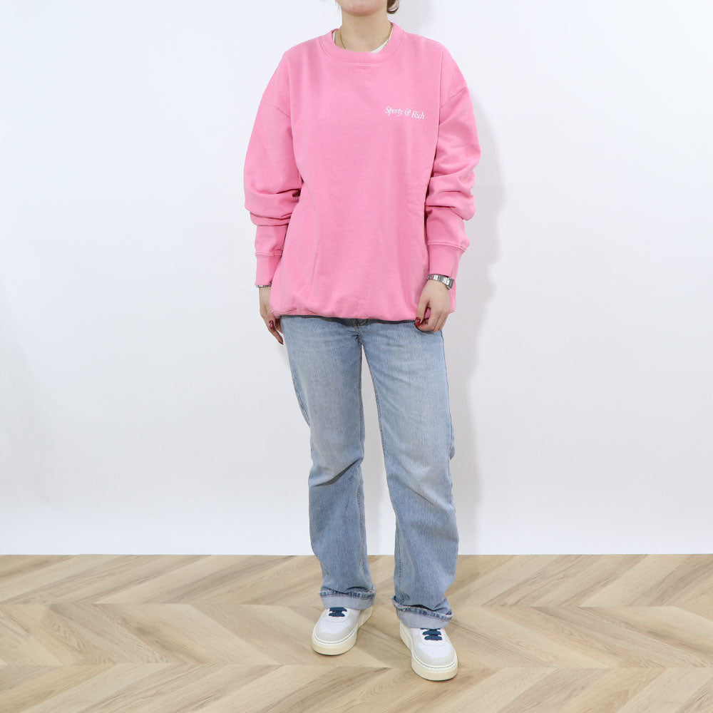 Sporty＆Rich トレーナー ピンク オーバーサイズ 裏起毛 – LE CHIEN