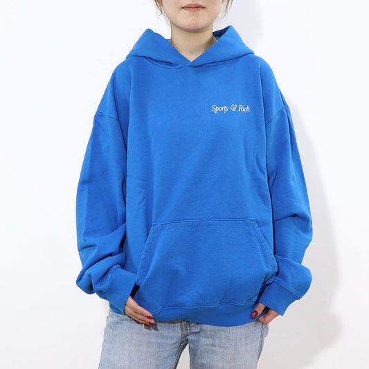 Sporty＆Rich スウェット・トレーナー ブルー フーディー ロゴ