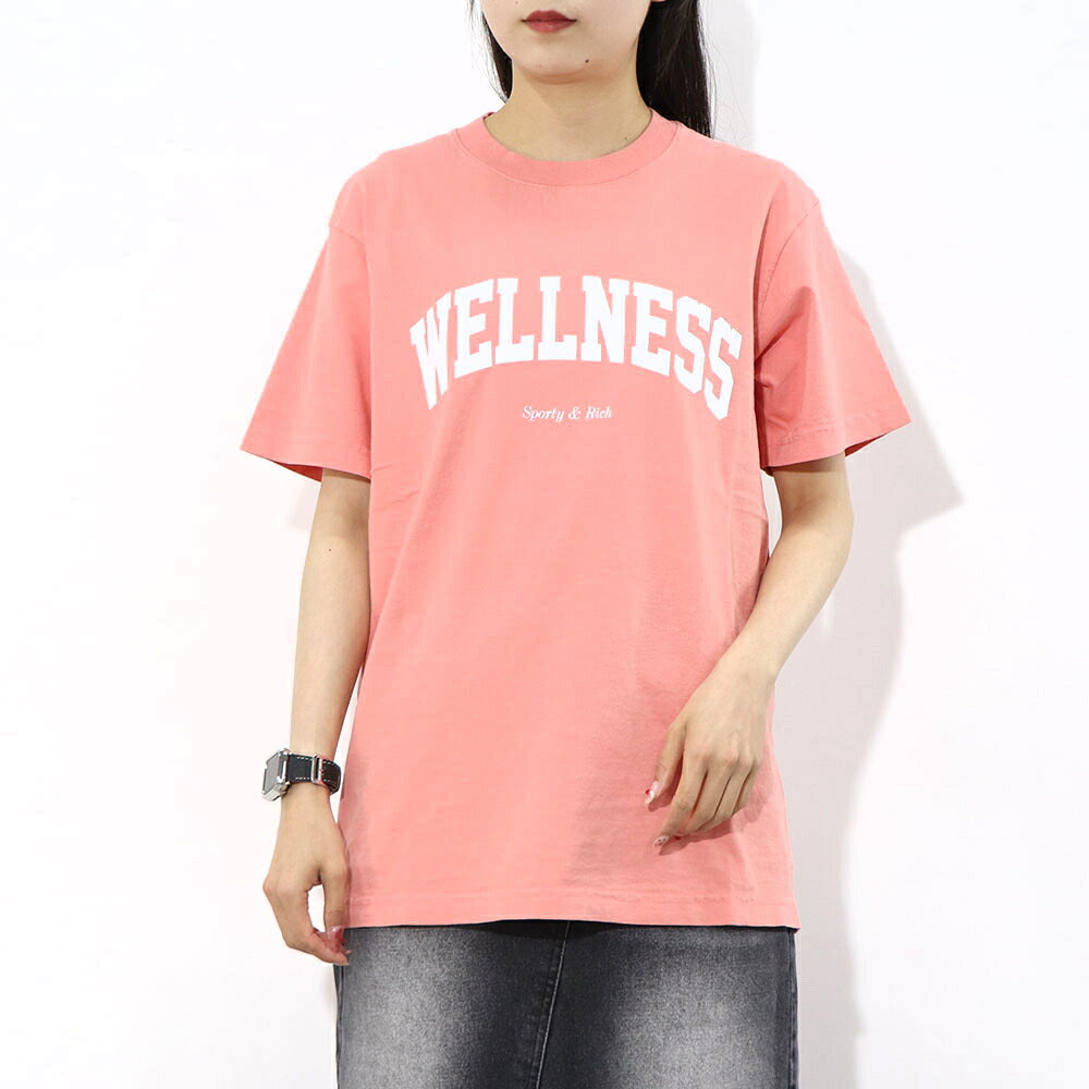 Sporty＆Rich Tシャツ ロゴプリント 半袖 ピンク
