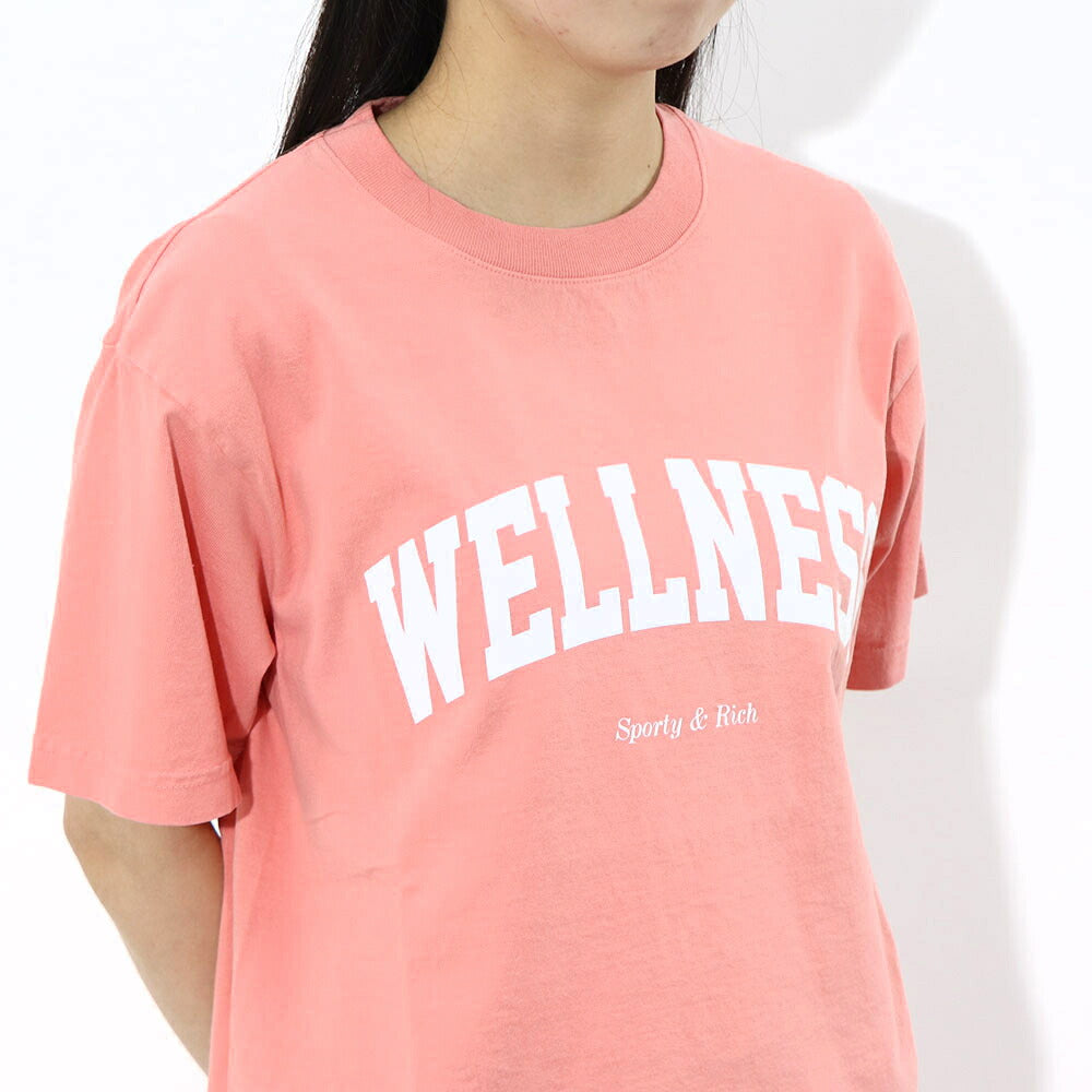 Sporty＆Rich Tシャツ ロゴプリント 半袖 ピンク