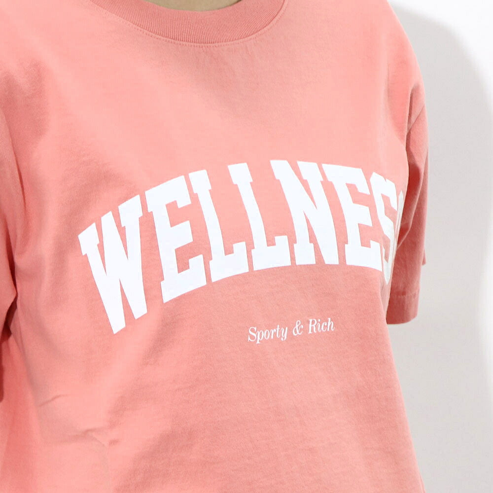 Sporty＆Rich Tシャツ ロゴプリント 半袖 ピンク