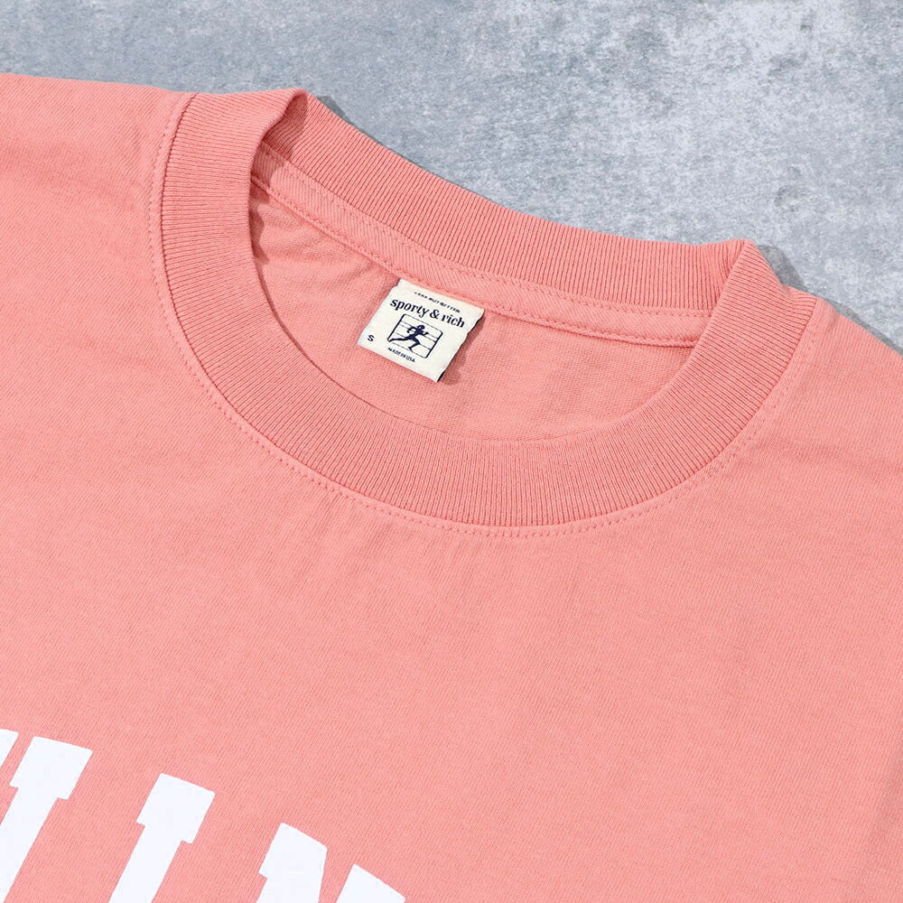 Sporty＆Rich Tシャツ ロゴプリント 半袖 ピンク