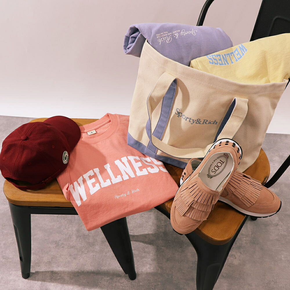 Sporty＆Rich Tシャツ ロゴプリント 半袖 ピンク