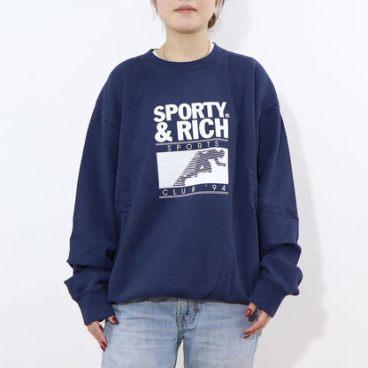 Sporty＆Rich スウェット ネイビー 裏起毛 オーバーサイズ