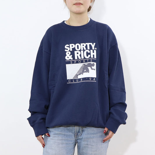Sporty＆Rich スウェット ネイビー 裏起毛 オーバーサイズ