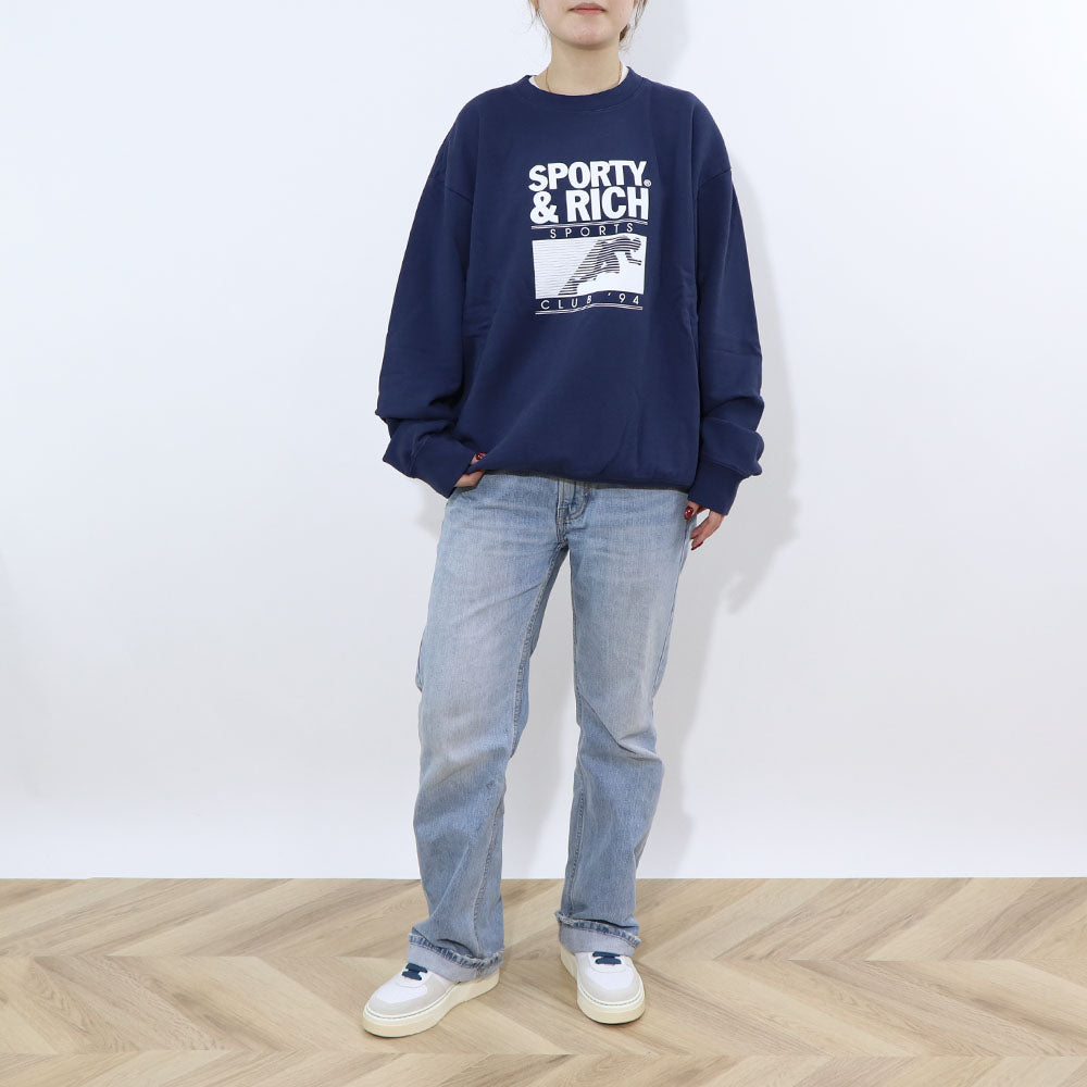 Sporty＆Rich スウェット ネイビー 裏起毛 オーバーサイズ – LE CHIEN