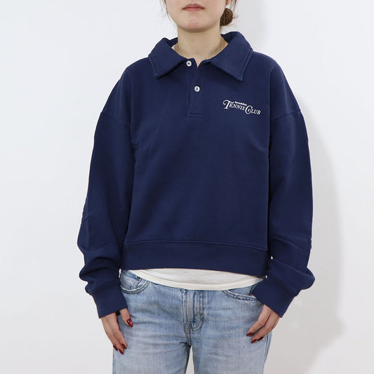 Sporty＆Rich トレーナー ネイビー クロップド丈 裏起毛