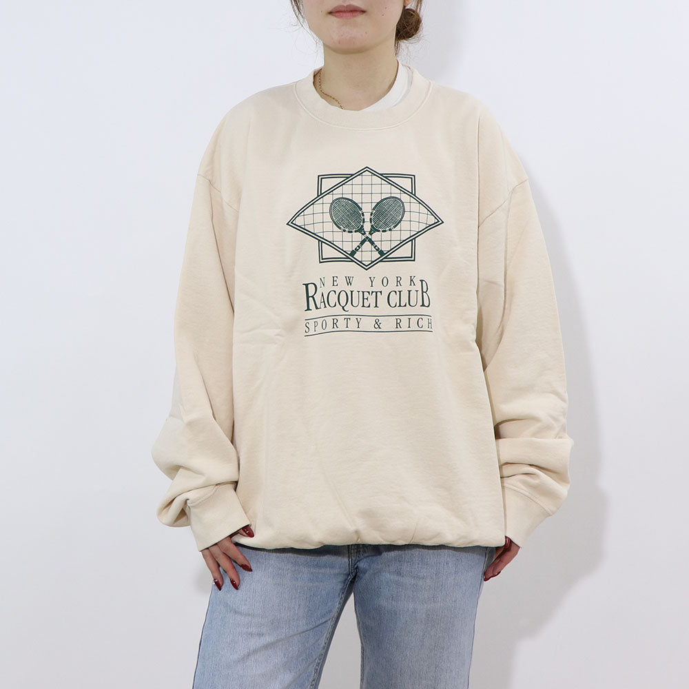 Sporty＆Rich スウェット クリーム ロゴ 裏起毛 オーバーサイズ