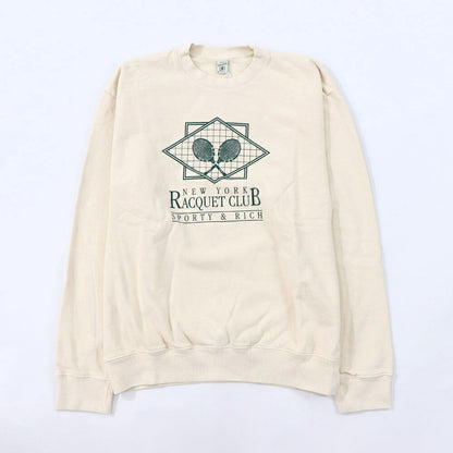 Sporty＆Rich スウェット クリーム ロゴ 裏起毛 オーバーサイズ