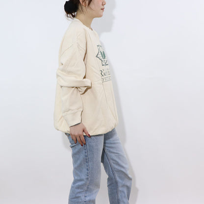 Sporty＆Rich スウェット クリーム ロゴ 裏起毛 オーバーサイズ