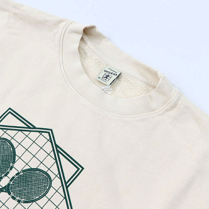 Sporty＆Rich スウェット クリーム ロゴ 裏起毛 オーバーサイズ