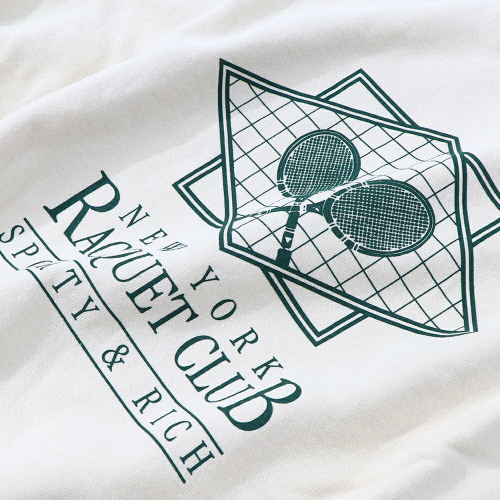 Sporty＆Rich スウェット クリーム ロゴ 裏起毛 オーバーサイズ