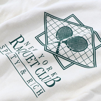 Sporty＆Rich スウェット クリーム ロゴ 裏起毛 オーバーサイズ