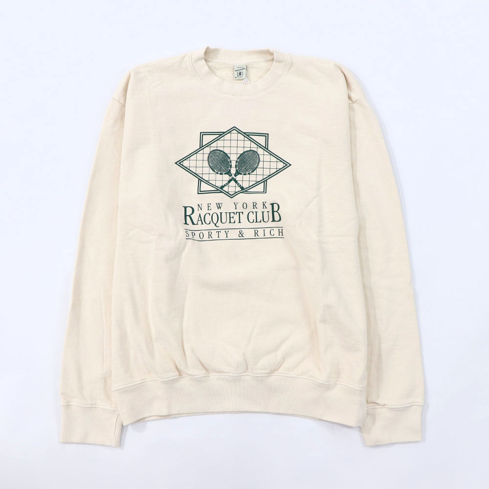 Sporty＆Rich スウェット クリーム ロゴ 裏起毛 オーバーサイズ