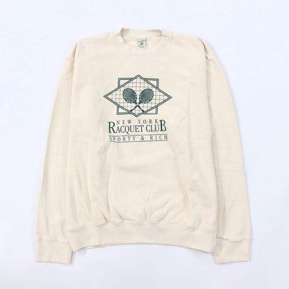 Sporty＆Rich スウェット クリーム ロゴ 裏起毛 オーバーサイズ