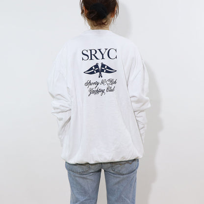 Sporty＆Richトレーナー ホワイト オーバーサイズ ロゴ 裏起毛